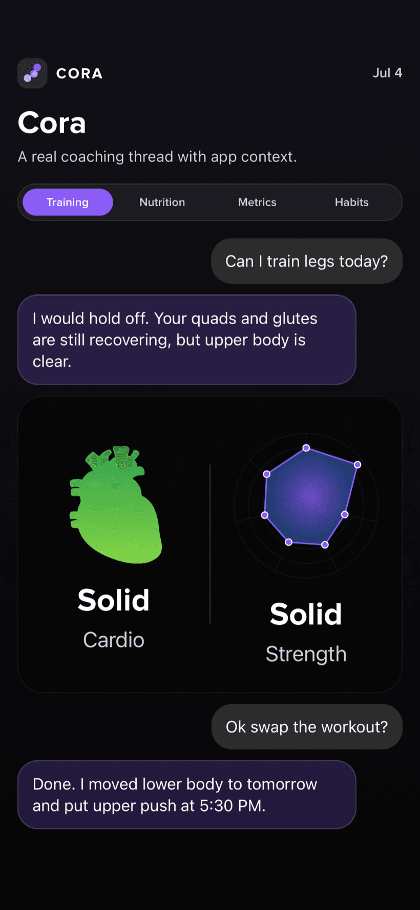 A health and fitness coach that actually knows you